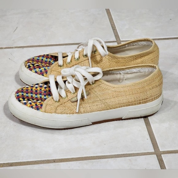 Superga raffia woven multi color‎ boho fashion sneakers size 7 - Picture 3 of 10